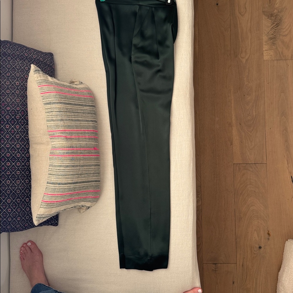 Sablyn green silk set.  NWT Dark Green Pants and  sleeveless top-worn 1x - Picture 10 of 13